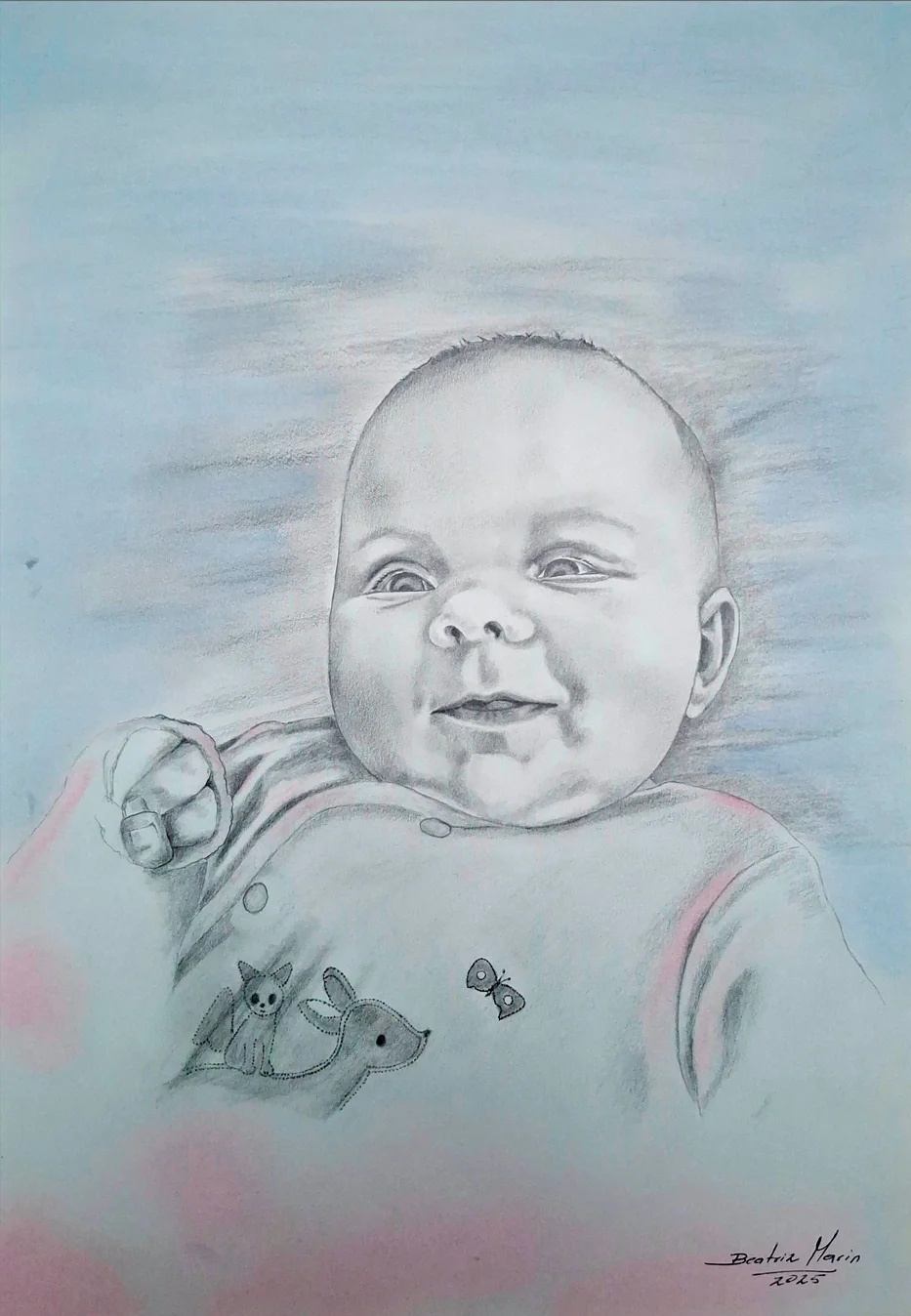 Retrato a grafito de Aria