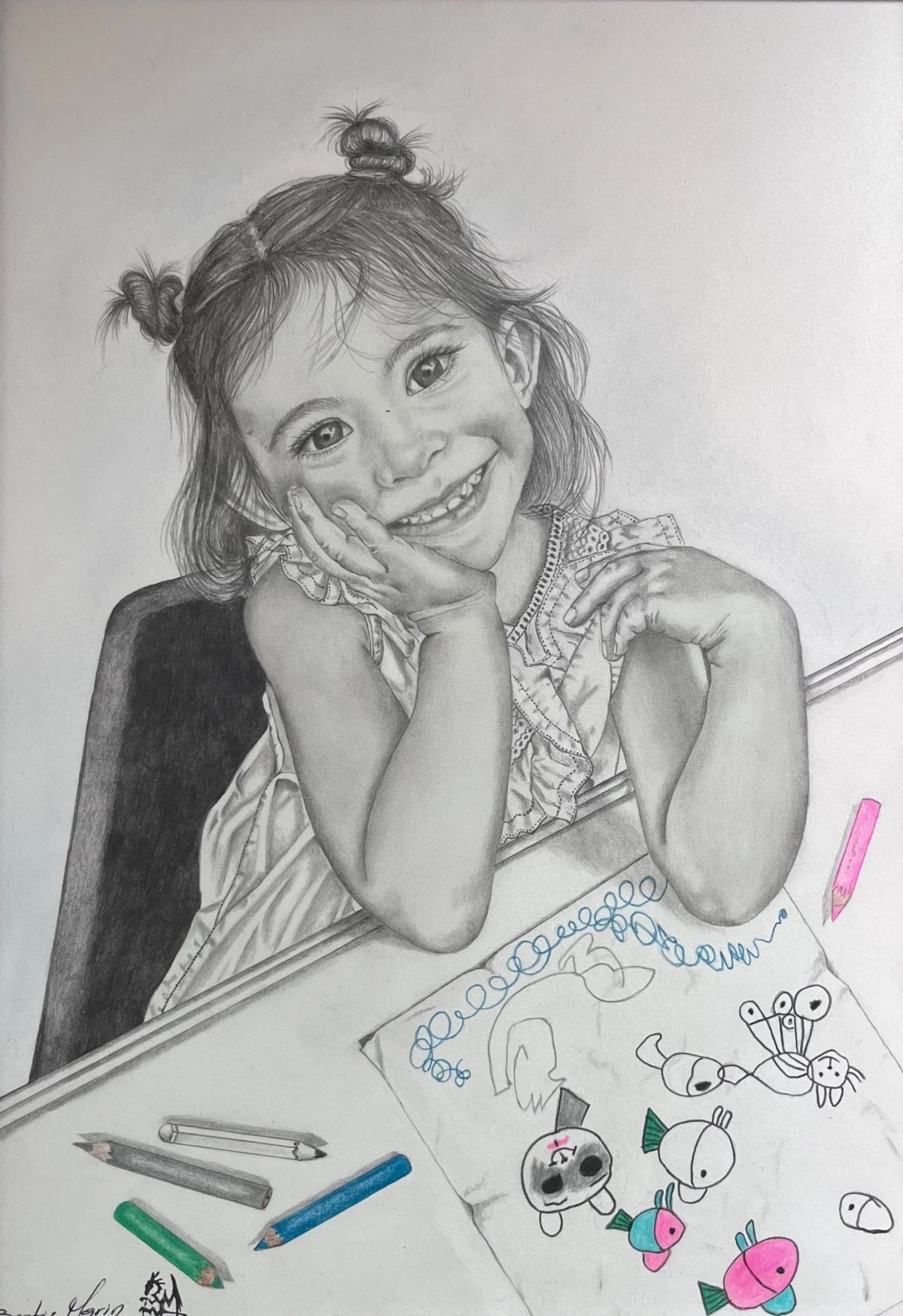 Retrato a grafito de Gabriela