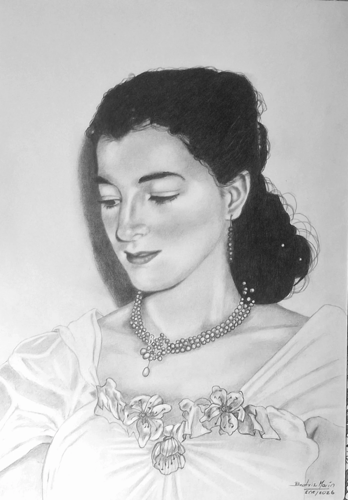 Retrato a grafito de Bertha