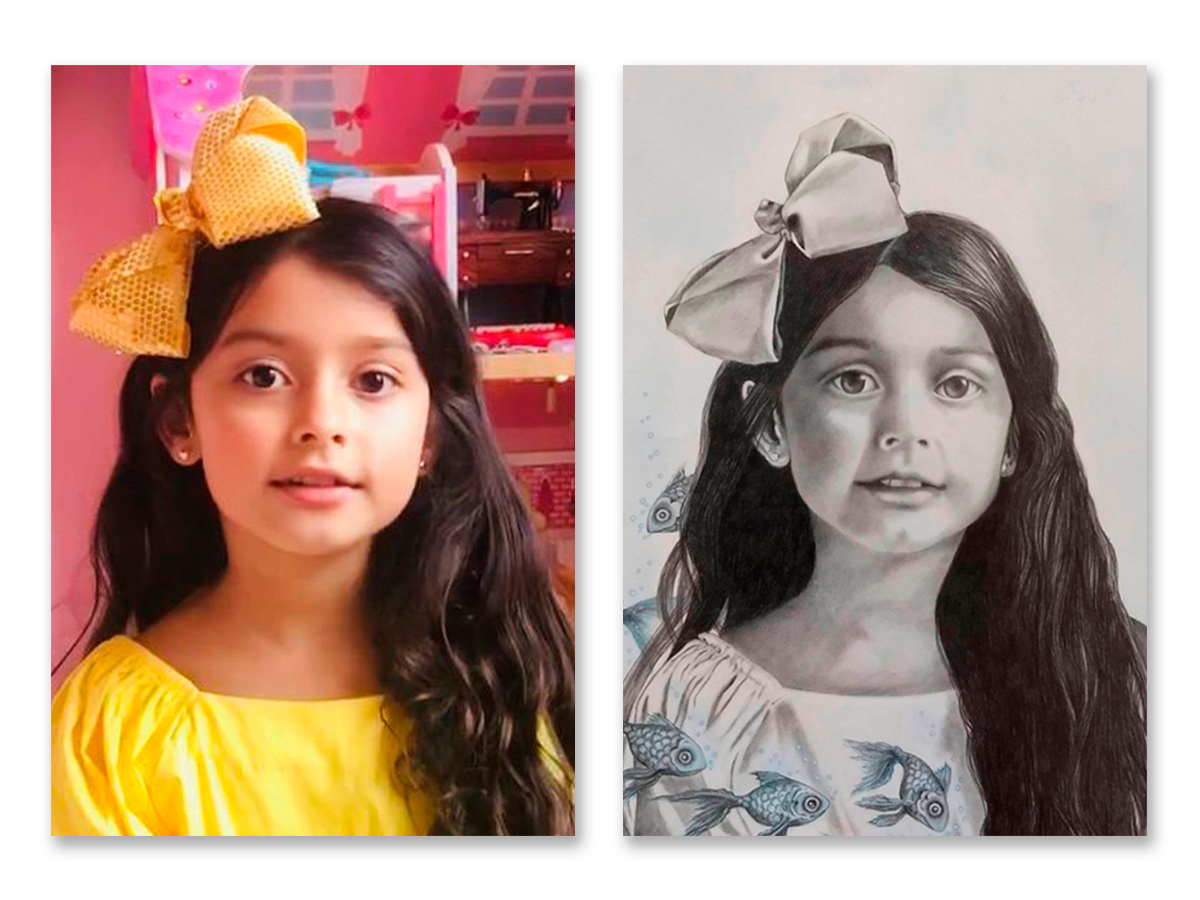 Ejemplo de retrato a niña de 8 años personalizado por Beatriz Marín